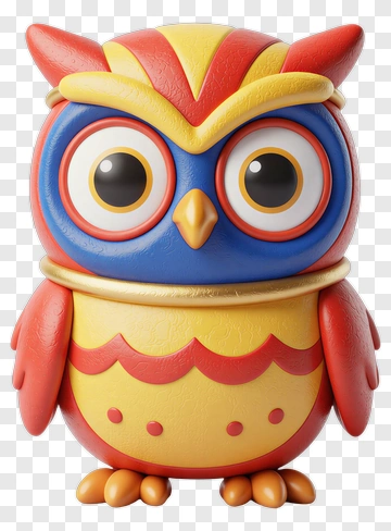 Colorful Cartoon Owl Figure PNG
