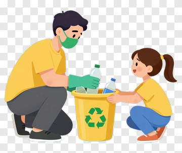 Father And Daughter Recycling Together PNG