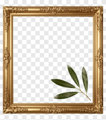Gold Picture Frame With Olive Leaves PNG