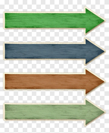 Wooden Arrows In Green, Blue, Brown, And Light Green PNG