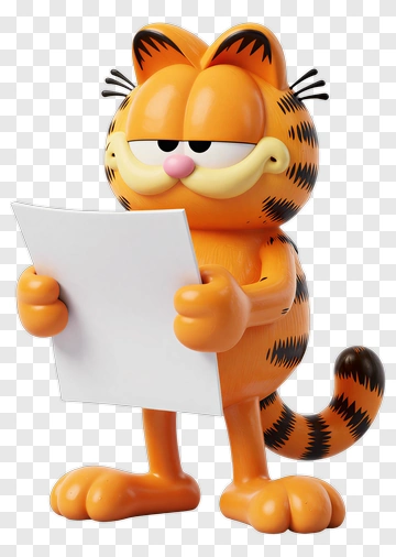 Garfield Holding A Sheet Of Paper PNG