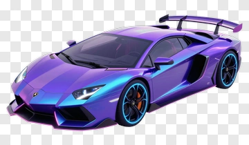 3D Sports Car In Purple And Blue PNG