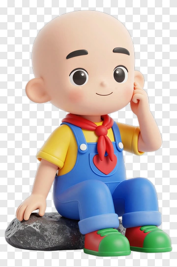 Cartoon Boy Sitting On A Rock PNG