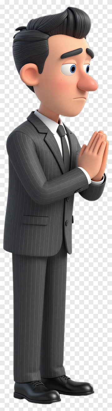 Cartoon Businessman Praying PNG