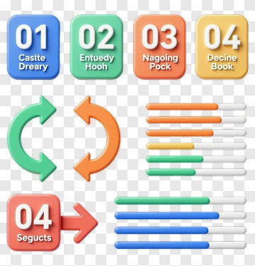 Colorful Numbered Buttons And Progress Bars PNG