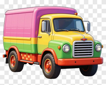 Colorful Cartoon Delivery Truck PNG