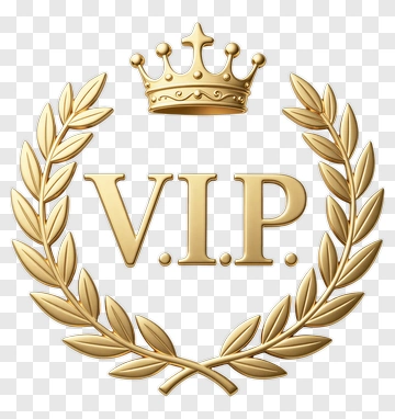 Vip Emblem With Crown And Laurel Wreath PNG