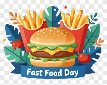 Fast Food Day Burger And Fries PNG
