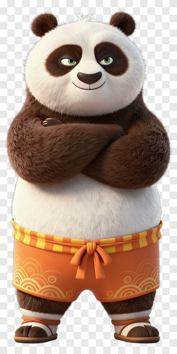 Cartoon Panda In Orange Shorts PNG