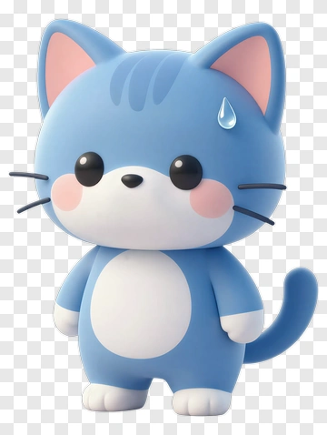 Cartoon Blue Cat Character PNG