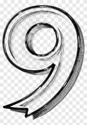 Hand Drawn Number Nine With Arrow PNG