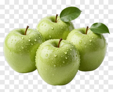 Fresh Green Apples With Leaves PNG