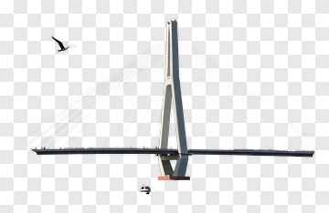 Suspension Bridge With Bird In Flight PNG