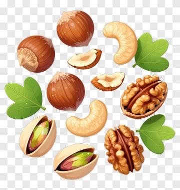 Assorted Nuts And Leaves PNG
