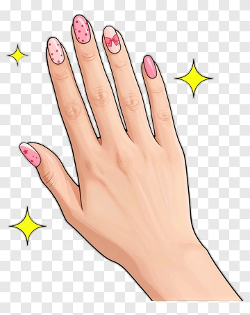 Stylish Hand With Pink Nail Art PNG