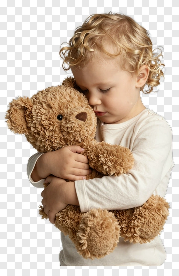 Child Holding A Plush Teddy Bear PNG