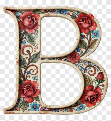 Decorative Letter B With Floral Design PNG