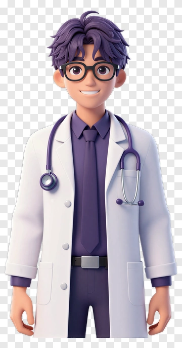 3D Doctor In White Coat With Stethoscope PNG
