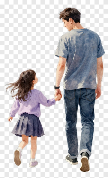 Father And Daughter Holding Hands PNG