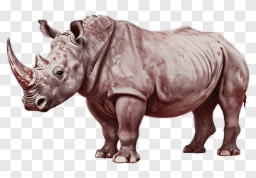 Realistic Rhinoceros With A Prominent Horn PNG