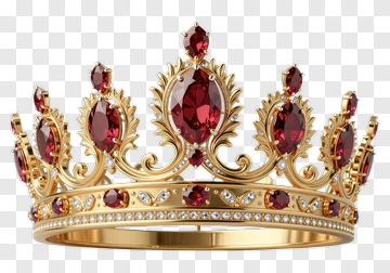 Gold Crown With Red Gems PNG