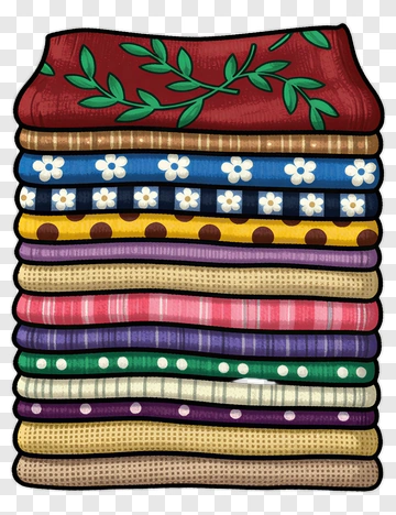 Colorful Stack Of Folded Fabrics PNG