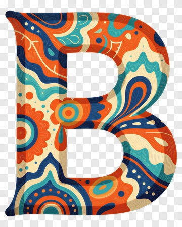 Colorful Letter B With Decorative Patterns PNG