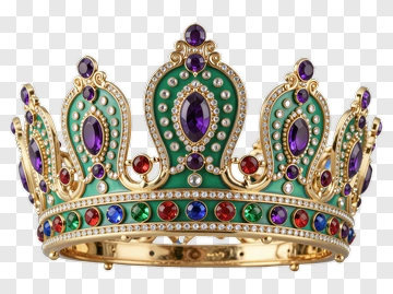 Golden Crown With Colorful Jewels PNG