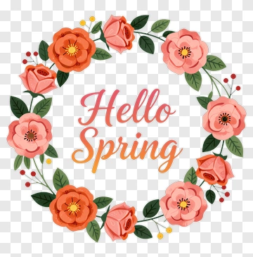 Hello Spring Floral Wreath PNG
