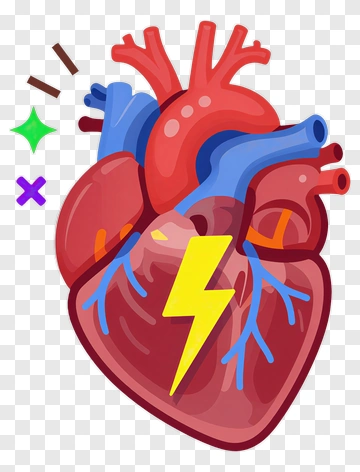 Cartoon Heart With Lightning Bolt PNG