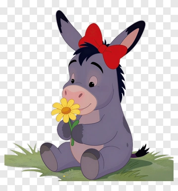 Cartoon Donkey Holding A Flower PNG