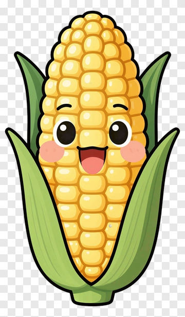 Cartoon Corn Character With Happy Expression PNG