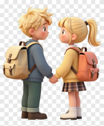 Cartoon Children Holding Hands PNG