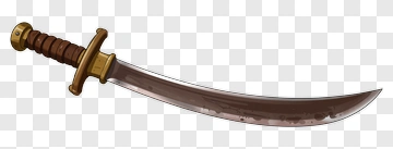 Curved Sword With Brown Handle PNG