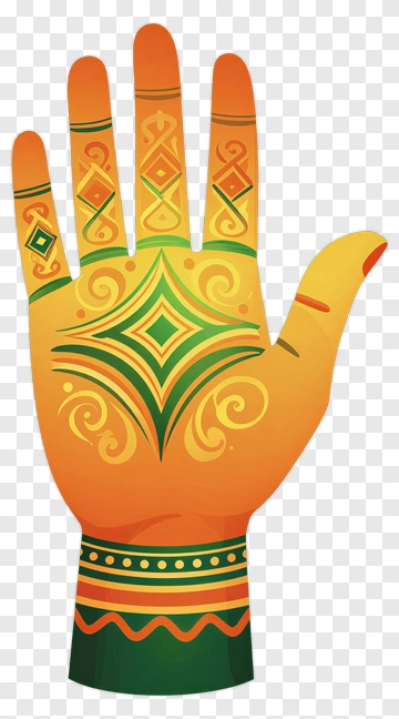 Colorful Hand With Decorative Patterns PNG