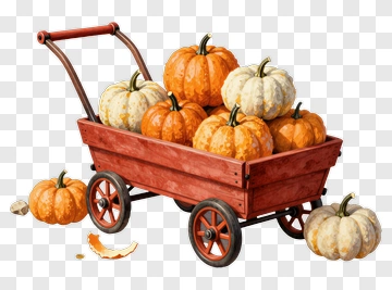 Pumpkin Cart Full Of Harvest Pumpkins PNG