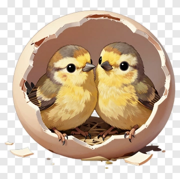 Cute Baby Birds Hatching From Egg PNG