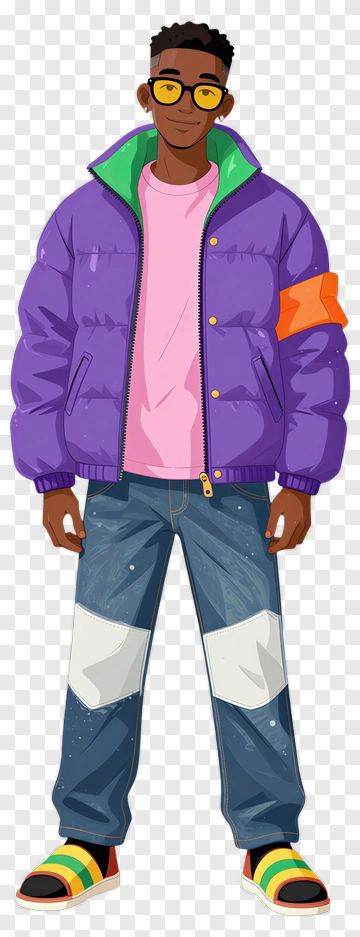 Stylish Young Man In Purple Jacket PNG