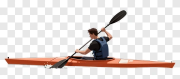 Kayaker Paddling In An Orange Kayak PNG