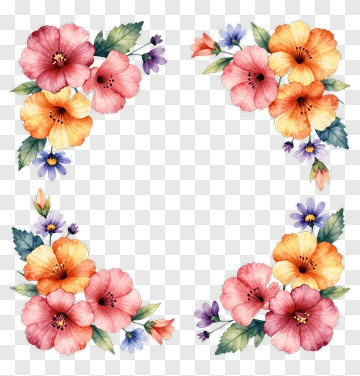 Colorful Floral Frame PNG