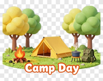 Camping Scene With Tent And Campfire PNG