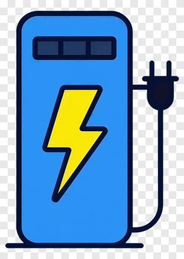 Electric Charging Station With Lightning Bolt Symbol PNG