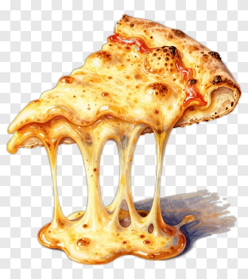 Cheesy Pizza Slice With Melting Cheese PNG
