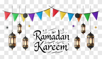 Ramadan Kareem Lanterns And Bunting Decoration PNG