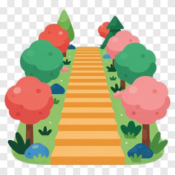 Colorful Pathway Surrounded By Trees PNG