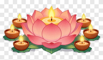 Lotus Flower With Candles PNG