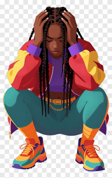 Stylish Young Woman Squatting In Colorful Athletic Wear PNG