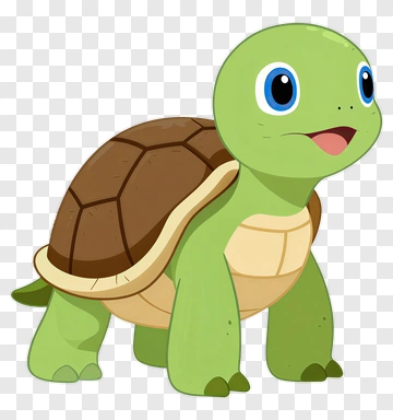 Cartoon Turtle With A Brown Shell PNG