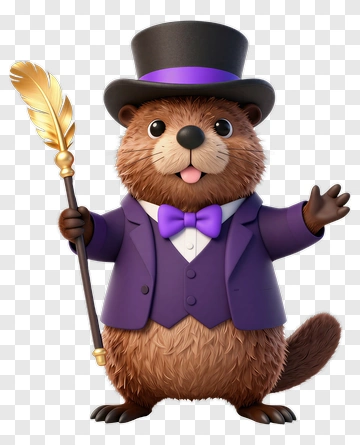 Cartoon Beaver Wearing A Top Hat And Holding A Cane PNG