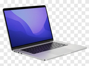 Laptop With Purple Screen Background PNG